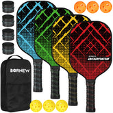 Beginners Pickleball Set - Includes 4 x Paddles, 6 x Balls, 4 x Over Grips, 1 x Carry Bag