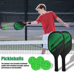 Pickleball Set of 2 Rackets & 4 Balls & Storage Bag.