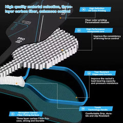 T700 Carbon Fiber Pickleball Paddle – 16mm Core, Textured Surface & Pro Grip