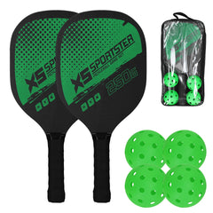 Pickleball Set of 2 Rackets & 4 Balls & Storage Bag.